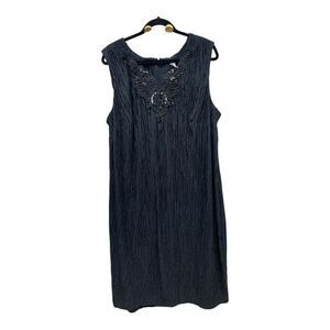 Black Beaded Detail Wavy Sleeveless Maxi Dress Size XL Cocktail Party